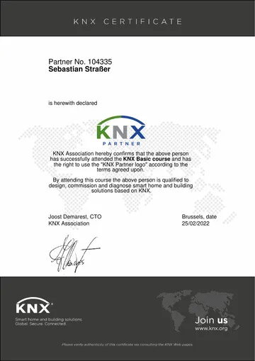 Zertifikat: KNX Partner (Basic)