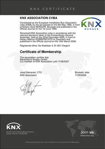 Zertifikat: Mitglied der KNX Association